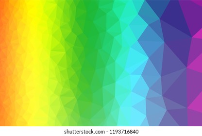 Light Multicolor, Rainbow vector polygon abstract backdrop. Geometric illustration in Origami style with gradient.  The elegant pattern can be used as part of a brand book.