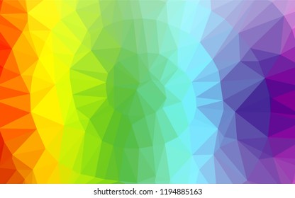 Light Multicolor, Rainbow vector polygon abstract layout. A vague abstract illustration with gradient. The template can be used as a background for cell phones.