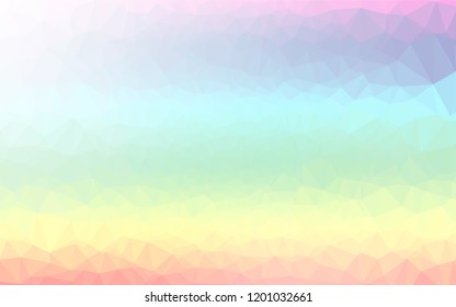 Light Multicolor, Rainbow vector polygon abstract background. Triangular geometric sample with gradient.  The textured pattern can be used for background.