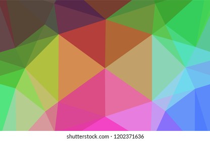 Light Multicolor, Rainbow vector polygon abstract layout. Brand new colored illustration in blurry style with gradient. Triangular pattern for your business design.