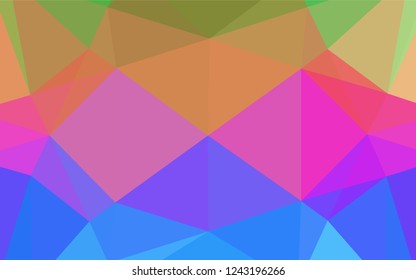 Light Multicolor, Rainbow vector polygon abstract backdrop. Shining illustration, which consist of triangles. The polygonal design can be used for your web site.