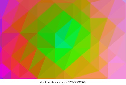 Light Multicolor, Rainbow vector polygon abstract backdrop. Glitter abstract illustration with an elegant design. Triangular pattern for your business design.