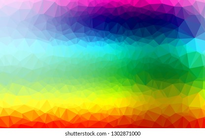 Light Multicolor, Rainbow vector polygon abstract backdrop. An elegant bright illustration with gradient. Triangular pattern for your business design.