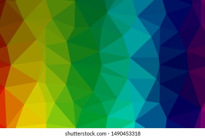Light Multicolor, Rainbow vector polygon abstract layout. Geometric illustration in Origami style with gradient. Template for a cell phone background.