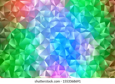 Light Multicolor, Rainbow vector polygon abstract background. Glitter abstract illustration with an elegant design. Completely new template for your business design.