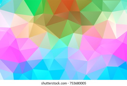 Light Multicolor, Rainbow vector polygon abstract template. A completely new color illustration in a vague style. The template can be used as a background for cell phones.