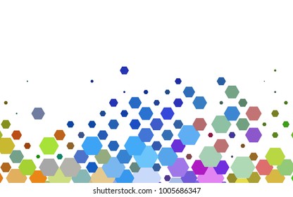 Light Multicolor, Rainbow vector polygonal illustration, which consist of hexagons. Hexagonal design for your business. Creative geometric background in Origami style with gradient