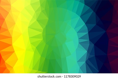 Light Multicolor, Rainbow vector polygonal background. Geometric illustration in Origami style with gradient.  Triangular pattern for your business design.