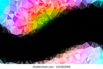 Light Multicolor, Rainbow vector polygonal template. Triangular geometric sample with gradient.  The completely new template can be used for your brand book.