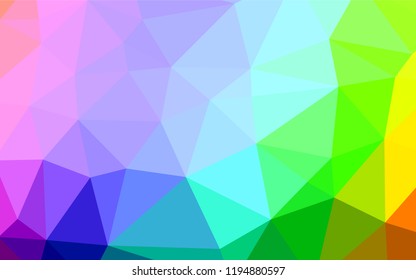 Light Multicolor, Rainbow vector polygonal pattern. Brand new colored illustration in blurry style with gradient. The best triangular design for your business.