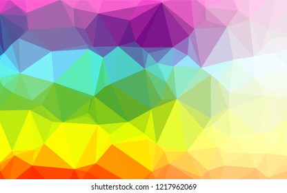 Light Multicolor, Rainbow vector polygonal background. A vague abstract illustration with gradient. Triangular pattern for your business design.