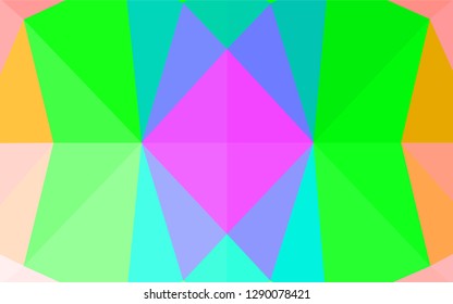 Light Multicolor, Rainbow vector polygonal pattern. Triangular geometric sample with gradient.  Brand new design for your business.