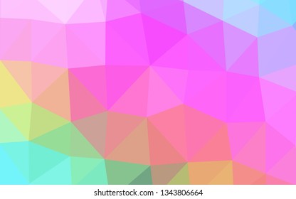 Light Multicolor, Rainbow vector polygonal background. A sample with polygonal shapes. Triangular pattern for your business design.