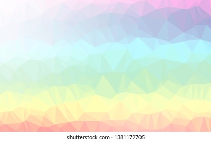 Light Multicolor, Rainbow vector polygonal background. Triangular geometric sample with gradient.  New texture for your design.