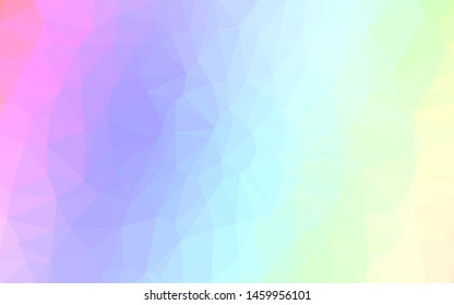 Light Multicolor, Rainbow vector polygonal background. Triangular geometric sample with gradient.  Textured pattern for background.