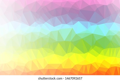 Light Multicolor, Rainbow vector polygonal pattern. Geometric illustration in Origami style with gradient. Template for a cell phone background.