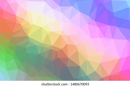 Light Multicolor, Rainbow vector polygonal pattern. Triangular geometric sample with gradient.  Brand new design for your business.