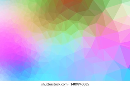 Light Multicolor, Rainbow vector polygonal pattern. A completely new color illustration in a vague style. Template for your brand book.