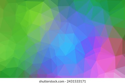 Light Multicolor, Rainbow vector polygonal template. Shining illustration, which consist of triangles. Triangular pattern for your business design.