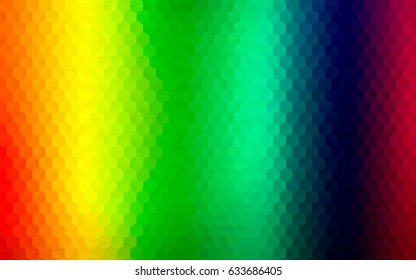 Light Multicolor, Rainbow vector polygonal illustration, which consist of hexagons. Hexagonal pattern for your business design. Geometric background in Origami style with gradient. 
