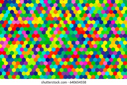 Light Multicolor, Rainbow vector polygonal illustration, which consist of hexagons. Hexagonal pattern for your business design. Geometric background in Origami style with gradient. 