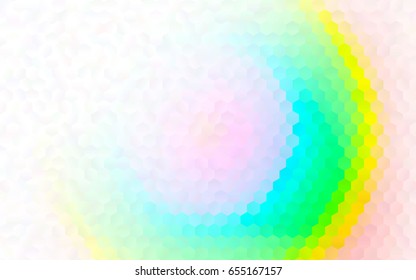 Light Multicolor, Rainbow vector polygonal illustration, which consist of hexagons. Hexagonal pattern for your business design. Geometric background in Origami style with gradient. 