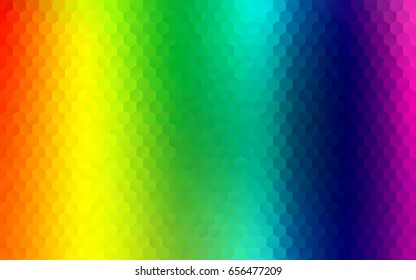Light Multicolor, Rainbow vector polygonal illustration, which consist of hexagons. Hexagonal design for your business. Creative geometric background in Origami style with gradient