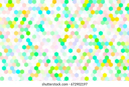 Light Multicolor, Rainbow vector polygonal illustration, which consist of hexagons. Hexagonal pattern for your business design. Geometric background in Origami style with gradient. 