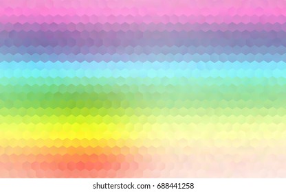 Light Multicolor, Rainbow vector polygonal illustration, which consist of hexagons. Hexagonal pattern for your business design. Geometric background in Origami style with gradient. 