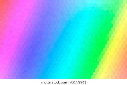 Light Multicolor, Rainbow vector polygonal illustration, which consist of hexagons. Hexagonal pattern for your business design. Geometric background in Origami style with gradient. 