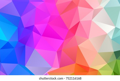 Light Multicolor, Rainbow vector polygonal background. Triangular geometric sample with gradient.  The template can be used as a background for cell phones.