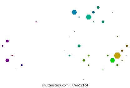 Light Multicolor, Rainbow vector polygonal illustration, which consist of hexagons. Hexagonal pattern for your business design. Geometric background in Origami style with gradient. 