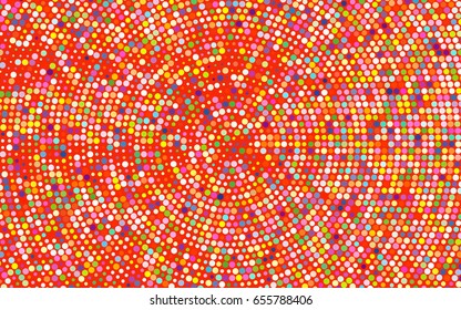 Light Multicolor, Rainbow vector red banner with set of circles, dots. Donuts Background. Creative Design Template. Technological halftone illustration.