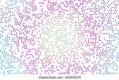 Light Multicolor, Rainbow vector red banner with set of circles, dots. Donuts Background. Creative Design Template. Technological halftone illustration.