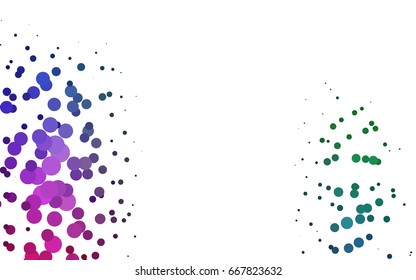 Light Multicolor, Rainbow vector red banner with set of circles, dots. Donuts Background. Creative Design Template. Technological halftone illustration.