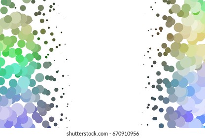Light Multicolor, Rainbow vector red banner with set of circles, dots. Donuts Background. Creative Design Template. Technological halftone illustration.