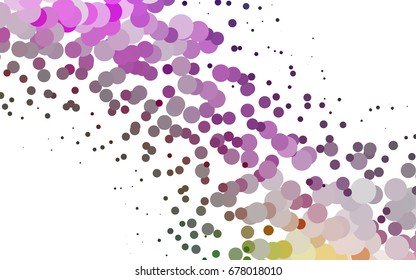 Light Multicolor, Rainbow vector red banner with set of circles, dots. Donuts Background. Creative Design Template. Technological halftone illustration.