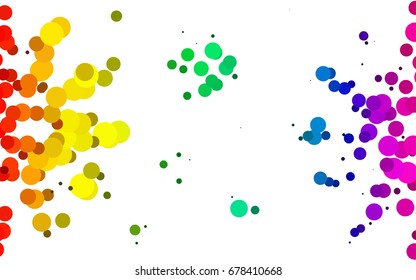 Light Multicolor, Rainbow vector red banner with set of circles, dots. Donuts Background. Creative Design Template. Technological halftone illustration.