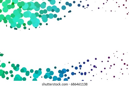 Light Multicolor, Rainbow vector red banner with set of circles, dots. Donuts Background. Creative Design Template. Technological halftone illustration.