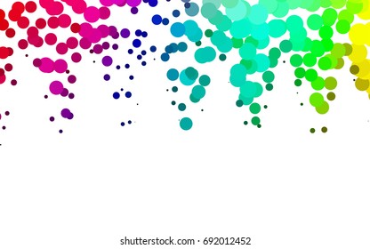 Light Multicolor, Rainbow vector red banner with set of circles, dots. Donuts Background. Creative Design Template. Technological halftone illustration.