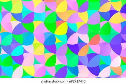 Light Multicolor, Rainbow vector red banner with set of circles, dots. Donuts Background. Creative Design Template. Technological halftone illustration.
