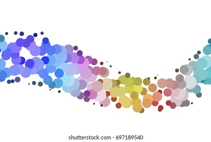 Light Multicolor, Rainbow vector red banner with set of circles, dots. Donuts Background. Creative Design Template. Technological halftone illustration.