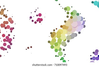 Light Multicolor, Rainbow vector red banner with set of circles, dots. Donuts Background. Creative Design Template. Technological halftone illustration.