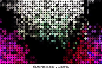 Light Multicolor, Rainbow vector red banner with set of circles, dots. Donuts Background. Creative Design Template. Technological halftone illustration.