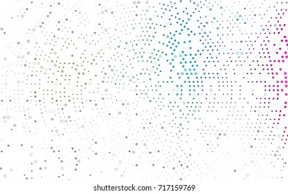 Light Multicolor, Rainbow vector red banner with set of circles, dots. Donuts Background. Creative Design Template. Technological halftone illustration.