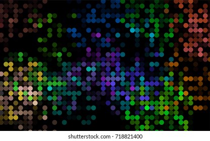 Light Multicolor, Rainbow vector red banner with set of circles, dots. Donuts Background. Creative Design Template. Technological halftone illustration.