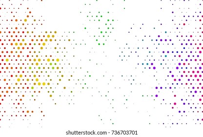 Light Multicolor, Rainbow vector red banner with set of circles, dots. Donuts Background. Creative Design Template. Technological halftone illustration.
