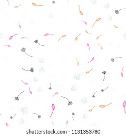 Light Multicolor, Rainbow vector seamless hand painted background. Shining colored illustration with leaves in doodle style. Hand painted design for web, leaflet, textile.