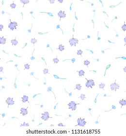 Light Multicolor, Rainbow vector seamless hand painted background. Sketchy doodles with leaves on white background. The template for background of cell phones.