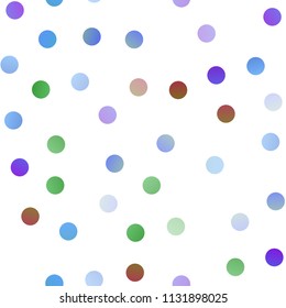 Light Multicolor, Rainbow vector seamless cover with spots. Illustration with set of shining colorful abstract circles. The pattern can be used for ads, leaflets of liquid.